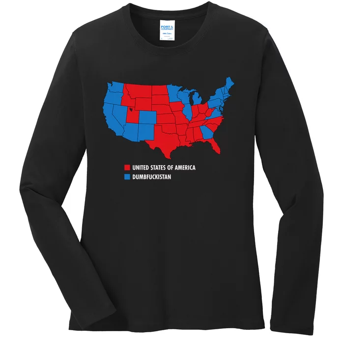 Usa V Dumbfuckistan Republicans Election Map Ladies Long Sleeve Shirt