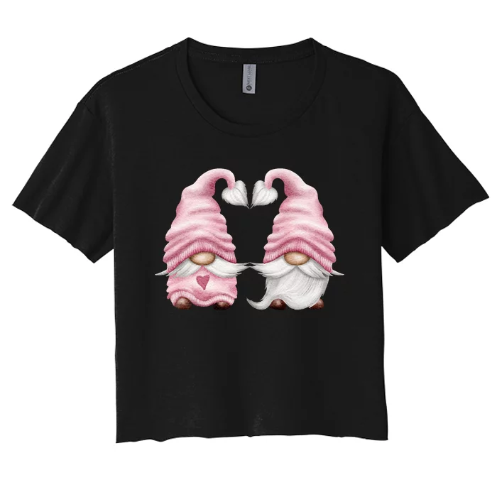 Unique Valentines Day Gnome Aesthetic Women's Crop Top Tee