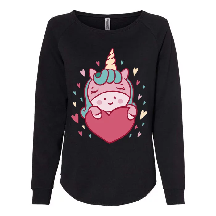 Unicorn Valentine's Day Heart Cute Cool Gift Womens California Wash Sweatshirt