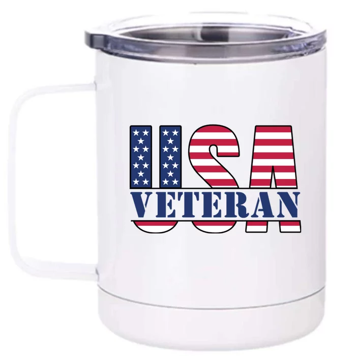 Usa Veteran Flag Front & Back 12oz Stainless Steel Tumbler Cup