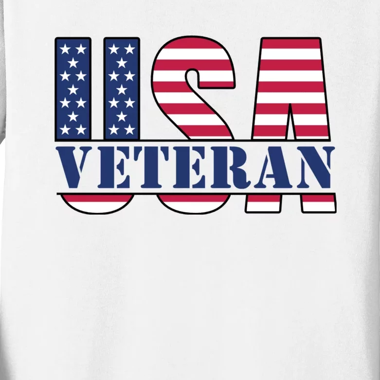 Usa Veteran Flag Kids Long Sleeve Shirt