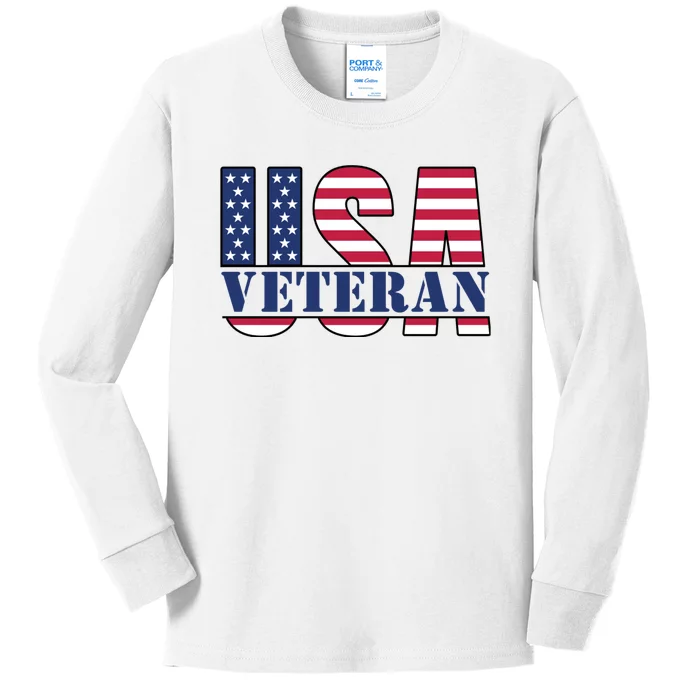 Usa Veteran Flag Kids Long Sleeve Shirt