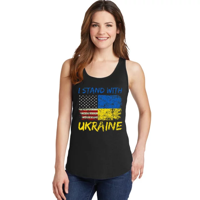 Ukraine Vintage Flag Ukrainian Lovers Ukraine Pride Ladies Essential Tank