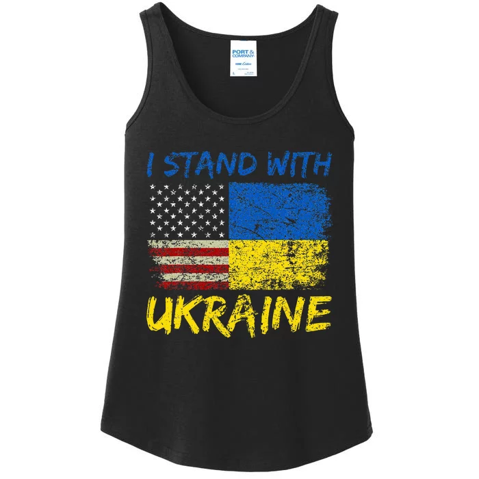 Ukraine Vintage Flag Ukrainian Lovers Ukraine Pride Ladies Essential Tank