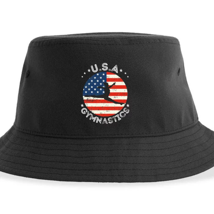 USA Vintage Gymnastics Team Retro Support USA Gymnast Sustainable Bucket Hat