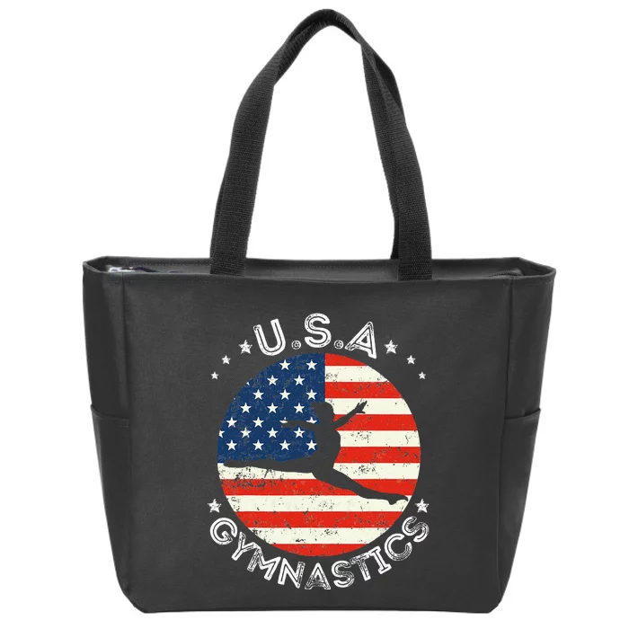 USA Vintage Gymnastics Team Retro Support USA Gymnast Zip Tote Bag