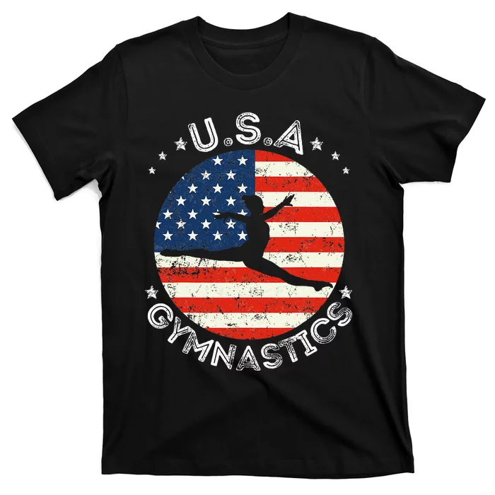 Usa Vintage Gymnastics Team Retro Support Usa Women Gymnast T-Shirt