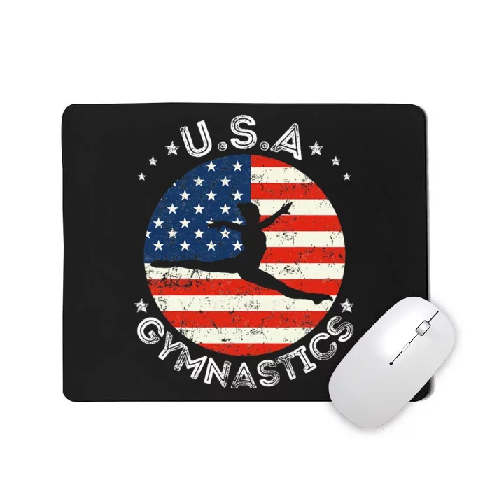 Usa Vintage Gymnastics Team Retro Support Usa Women Gymnast Mousepad