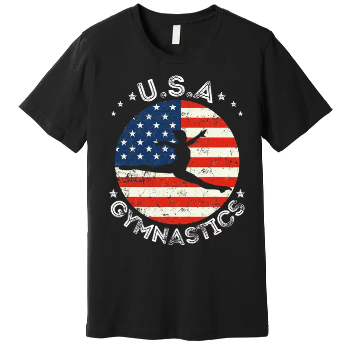 Usa Vintage Gymnastics Team Retro Support Usa Women Gymnast Premium T-Shirt