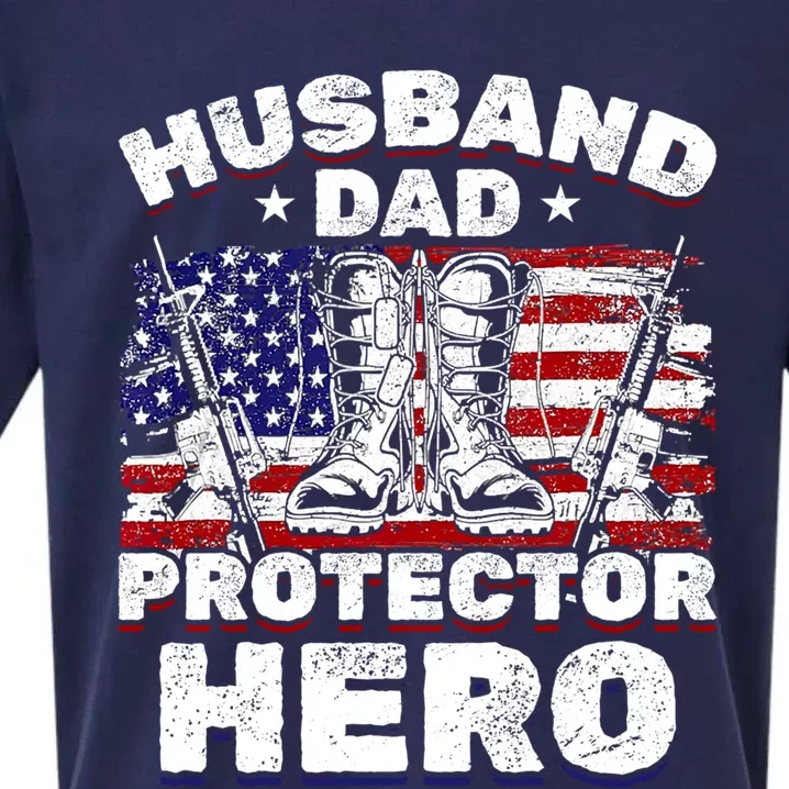 Us Veteran Husband Daddy Protector Hero Gift Sueded Cloud Jersey T-Shirt