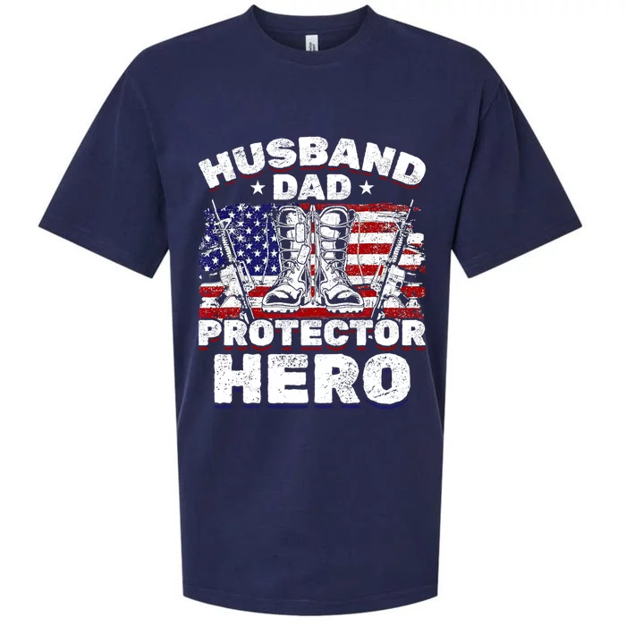 Us Veteran Husband Daddy Protector Hero Gift Sueded Cloud Jersey T-Shirt