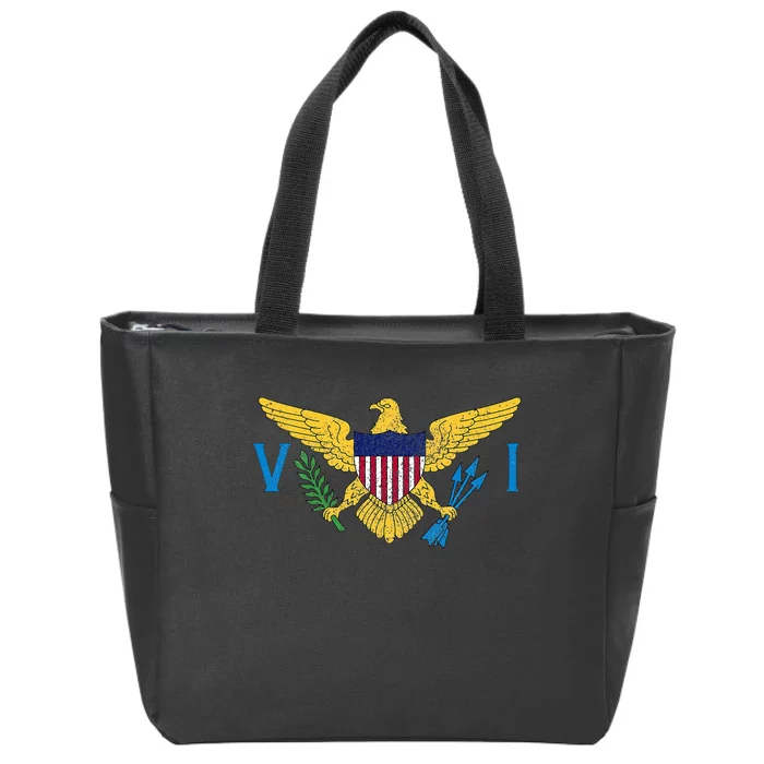 Us Virgin Islands Usvi Flag Pride Souvenir Zip Tote Bag