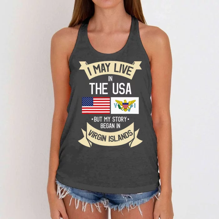 Us Virgin Islands Roots American Flag Usa Gifts Women's Knotted Racerback Tank