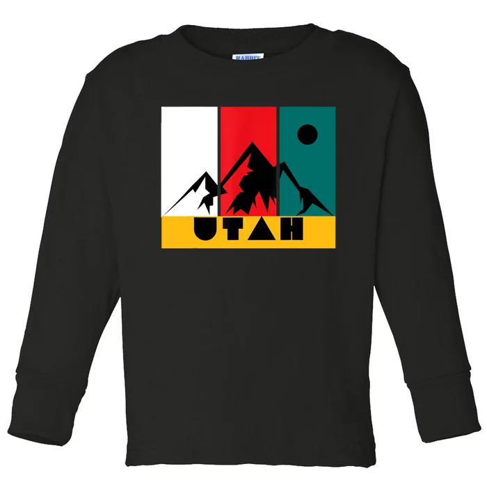 Utah Vintage Logo Park City Utah Retro Skiing Toddler Long Sleeve Shirt