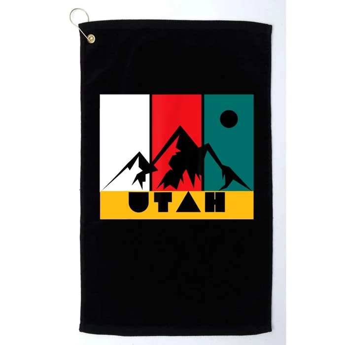 Utah Vintage Logo Park City Utah Retro Skiing Platinum Collection Golf Towel