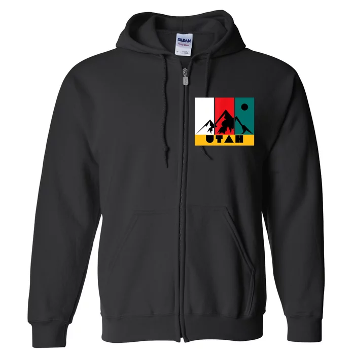 Utah Vintage Logo Park City Utah Retro Skiing Full Zip Hoodie