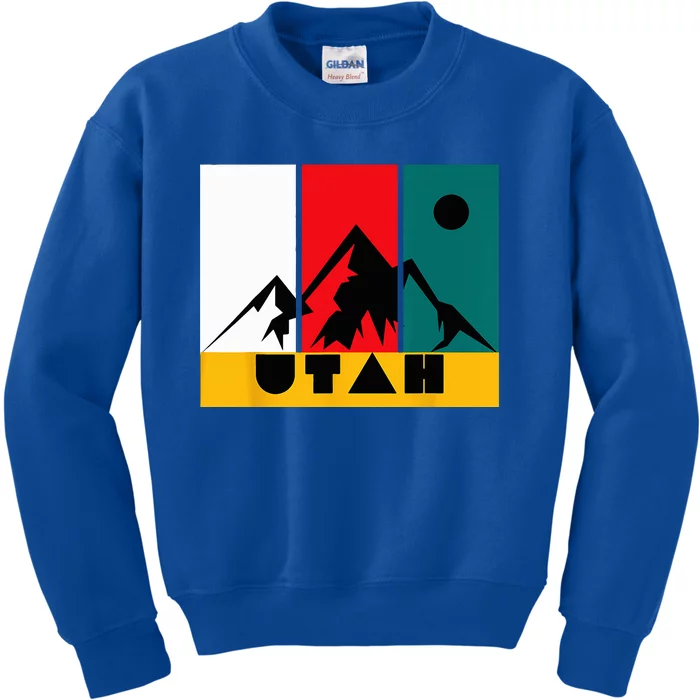 Utah Vintage Logo Park City Utah Retro Skiing Kids Sweatshirt