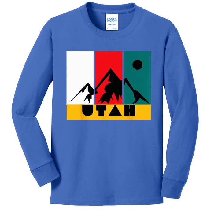 Utah Vintage Logo Park City Utah Retro Skiing Kids Long Sleeve Shirt