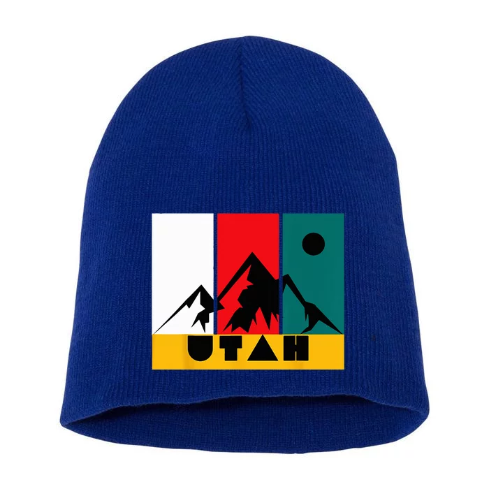 Utah Vintage Logo Park City Utah Retro Skiing Short Acrylic Beanie