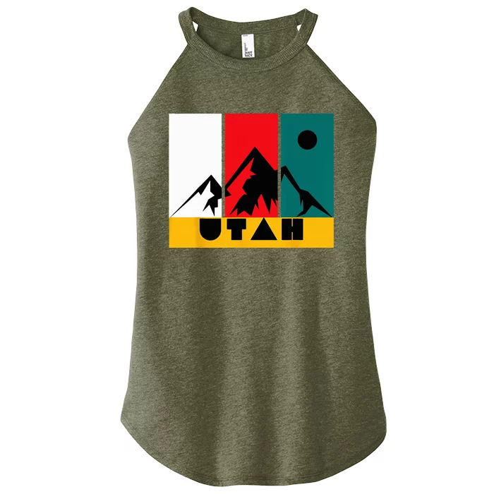 Utah Vintage Logo Park City Utah Retro Skiing Women’s Perfect Tri Rocker Tank