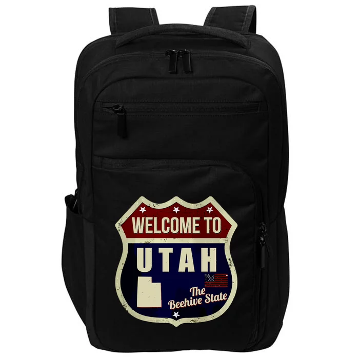 Utah Vintage Metal Road Sign Logo Impact Tech Backpack