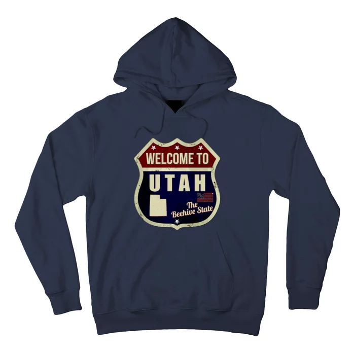 Utah Vintage Metal Road Sign Logo Hoodie