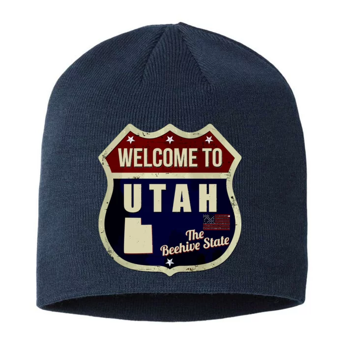 Utah Vintage Metal Road Sign Logo 8 1/2in Sustainable Knit Beanie