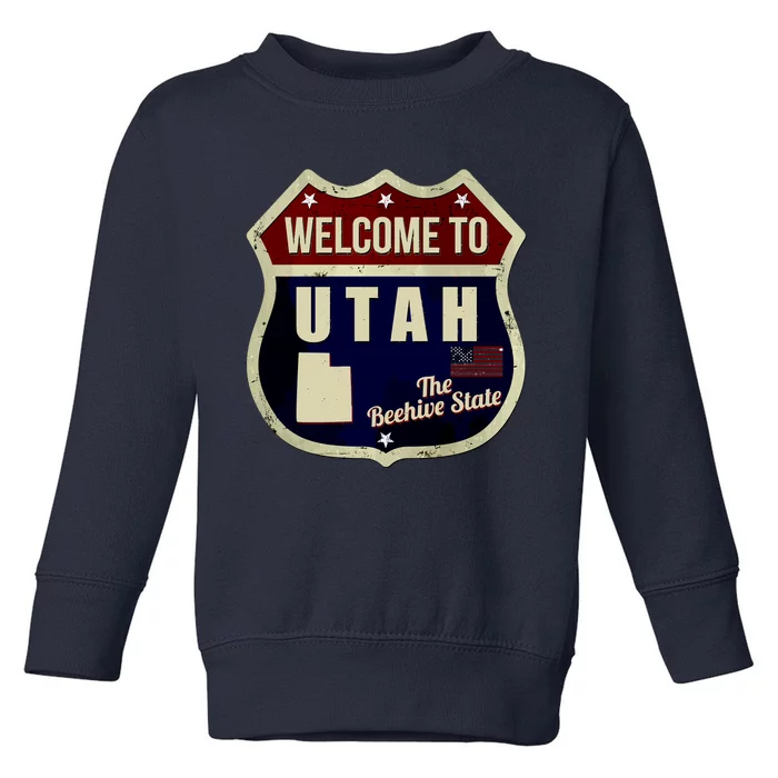 Utah Vintage Metal Road Sign Logo Toddler Sweatshirt