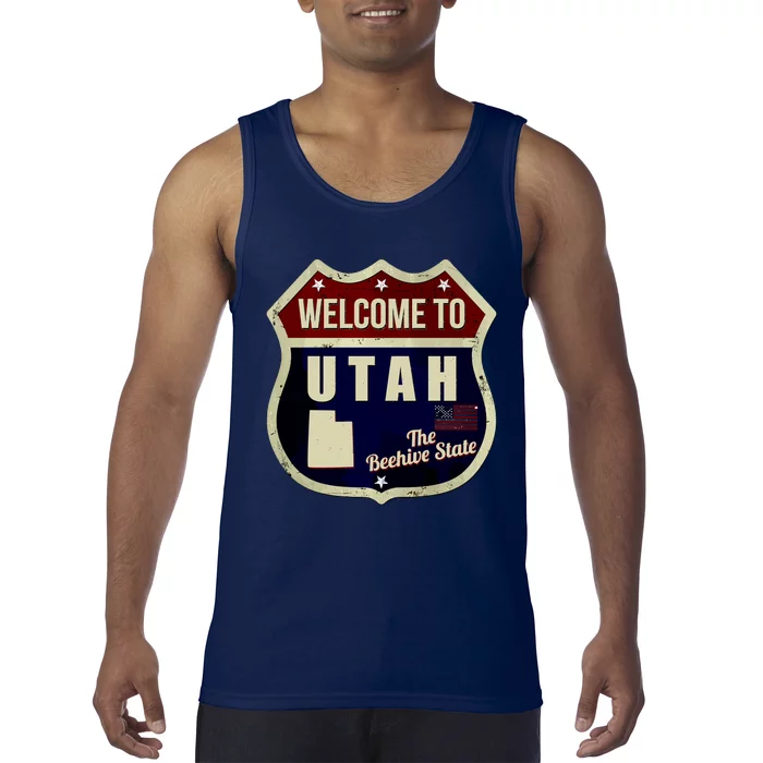 Utah Vintage Metal Road Sign Logo Tank Top