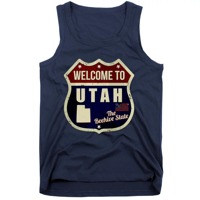 Utah Vintage Metal Road Sign Logo Tank Top