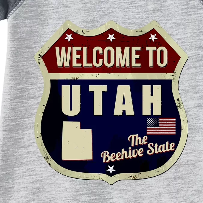 Utah Vintage Metal Road Sign Logo Infant Baby Jersey Bodysuit