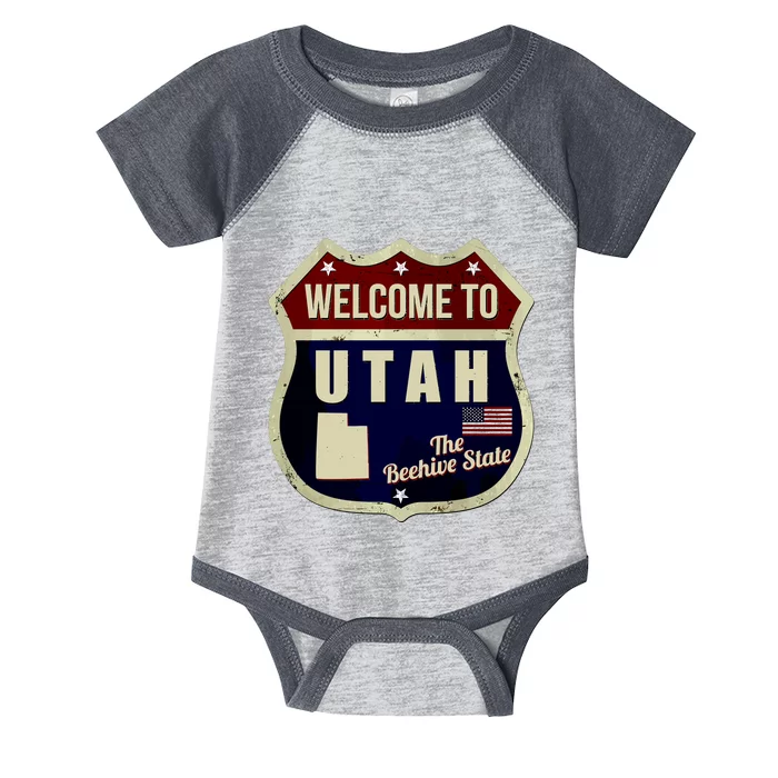 Utah Vintage Metal Road Sign Logo Infant Baby Jersey Bodysuit