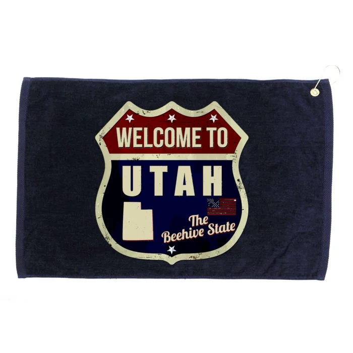 Utah Vintage Metal Road Sign Logo Grommeted Golf Towel