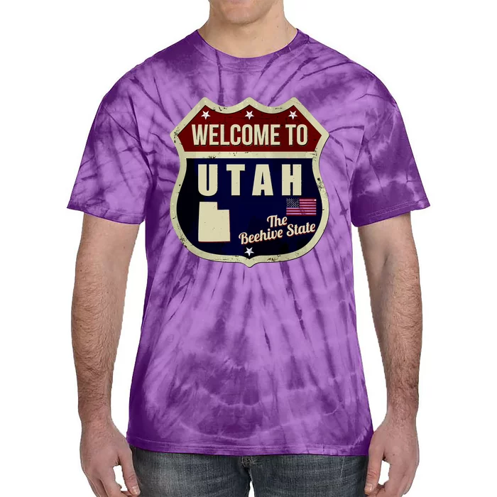 Utah Vintage Metal Road Sign Logo Tie-Dye T-Shirt