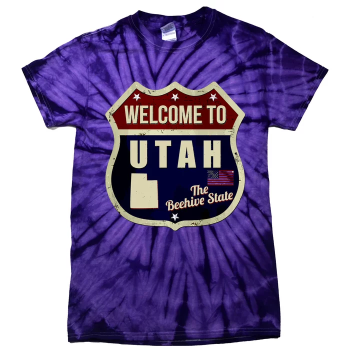 Utah Vintage Metal Road Sign Logo Tie-Dye T-Shirt