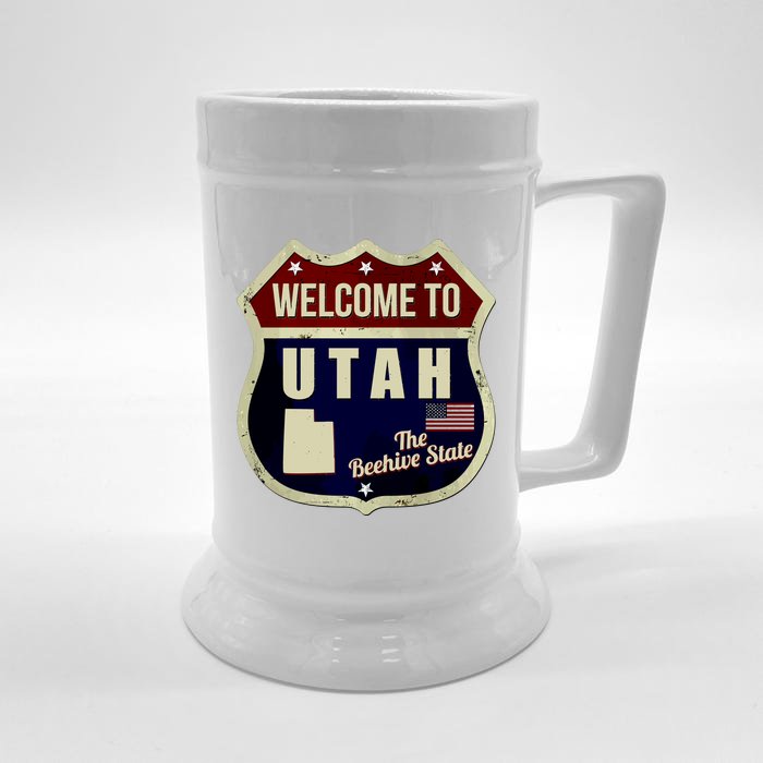 Utah Vintage Metal Road Sign Logo Front & Back Beer Stein