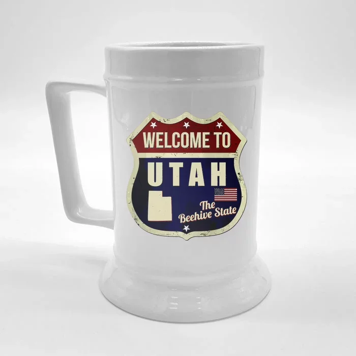 Utah Vintage Metal Road Sign Logo Front & Back Beer Stein