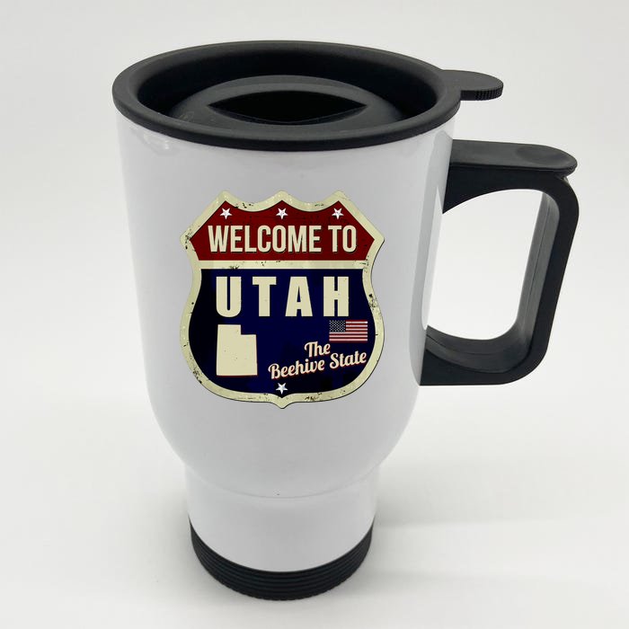 Utah Vintage Metal Road Sign Logo Front & Back Stainless Steel Travel Mug