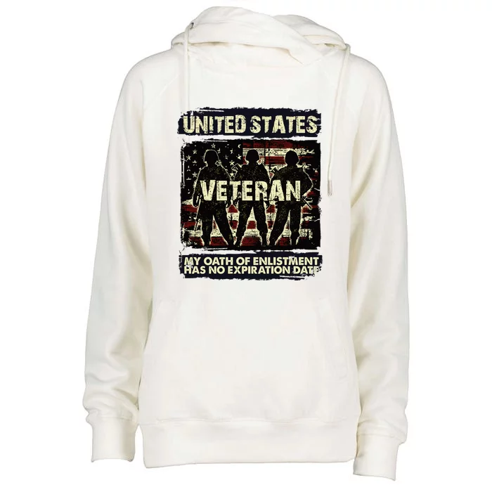 U.S. Veteran My Oath Of Enlistment Has No Expiration Date Womens Funnel Neck Pullover Hood