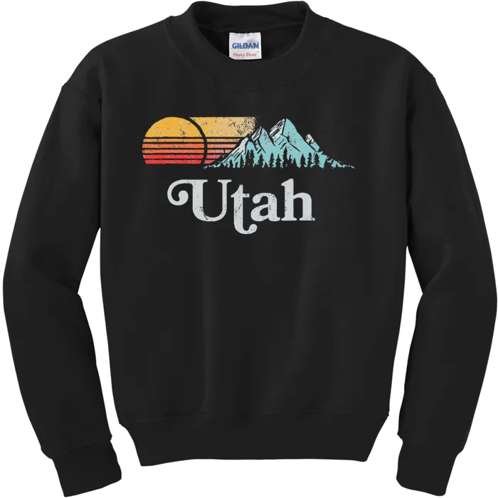 Utah Vintage Mountain Sunset Eighties Kids Sweatshirt