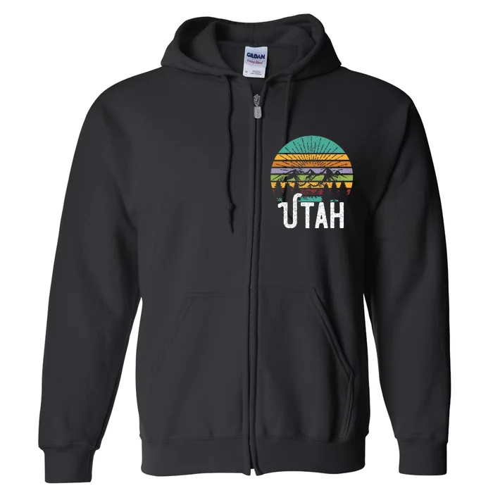 Utah Vintage Mountain 70s 80s Style Full Zip Hoodie