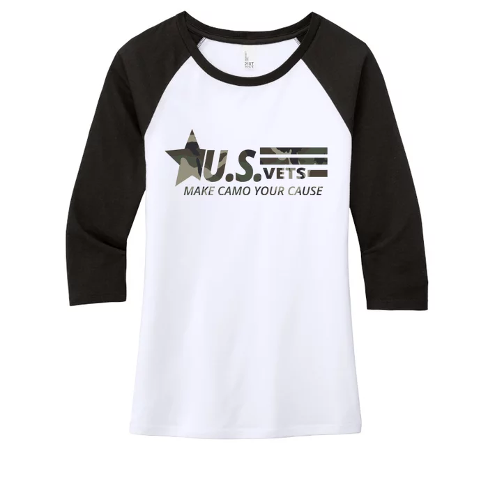 U.S. Vets Make Camo Your Cause Women's Tri-Blend 3/4-Sleeve Raglan Shirt