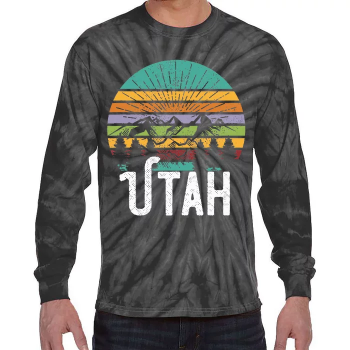 Utah Vintage Mountain 70s 80s Style Tie-Dye Long Sleeve Shirt