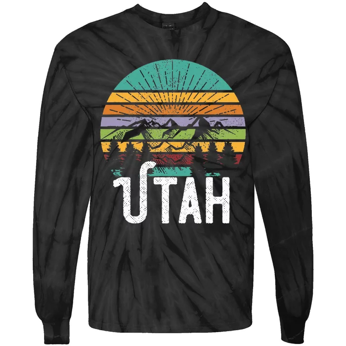 Utah Vintage Mountain 70s 80s Style Tie-Dye Long Sleeve Shirt