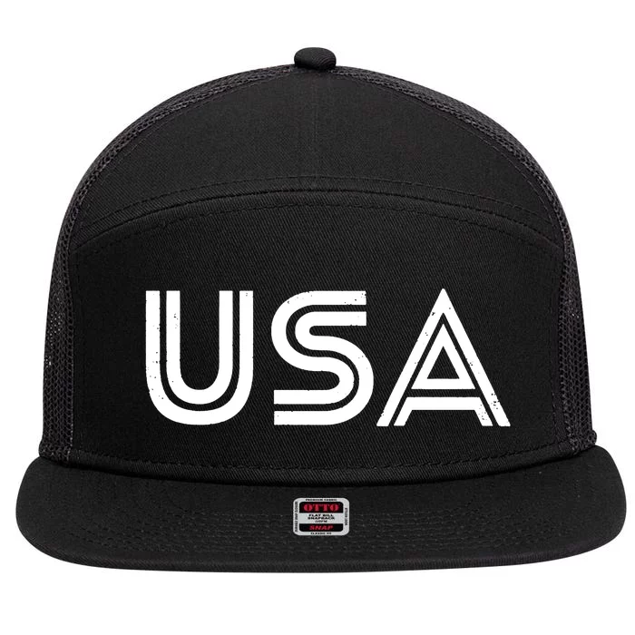 Usa Vintage Patriotic Logo 7 Panel Mesh Trucker Snapback Hat