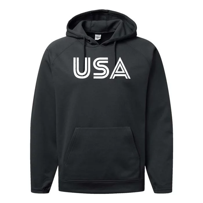 Usa Vintage Patriotic Logo Performance Fleece Hoodie