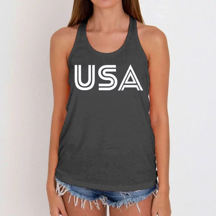 Usa Vintage Patriotic Logo Women's Knotted Racerback Tank