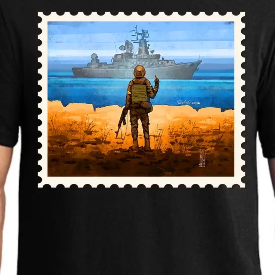 Ukraine Vs Russian Warship Stamp Pajama Set