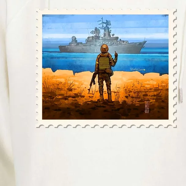 Ukraine Vs Russian Warship Stamp Womens Funnel Neck Pullover Hood