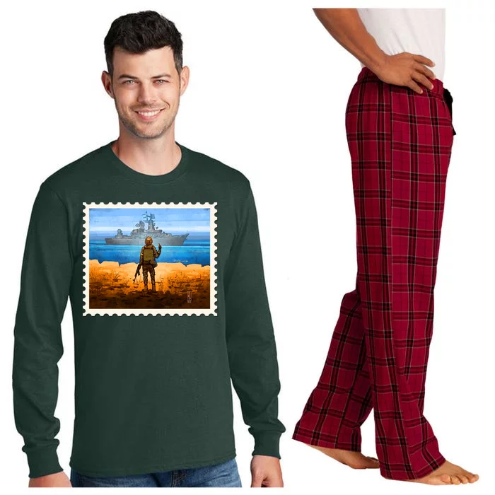 Ukraine Vs Russian Warship Stamp Long Sleeve Pajama Set